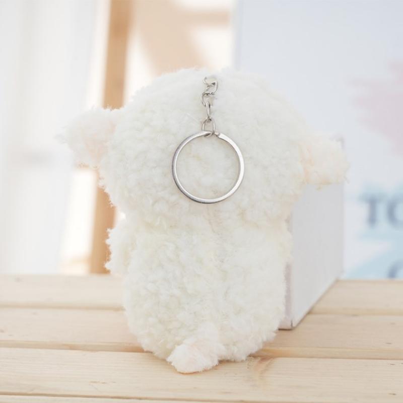 Cute Plush Bib Sheep Keychain Cartoon Animal Stuffed Charm for Backpack Decoration Girls Easter Gift