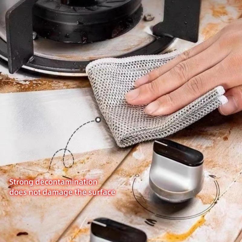 Thickened Double-Sided Steel Wire Cleaning Cloth - Magic Scrubber for Kitchen Pots & Dishes