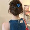 Elegant Blue Floral Twist Claw Clip for Women's Updo - 2025 High-End Headwear Hairpin