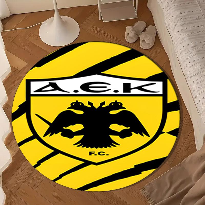 AEK AthensGolden And Black Crest Design Round mat Home Decor, Chair rug For livingroom,Bedroom, doormat home decor Birthday Gift Christmas Gifts