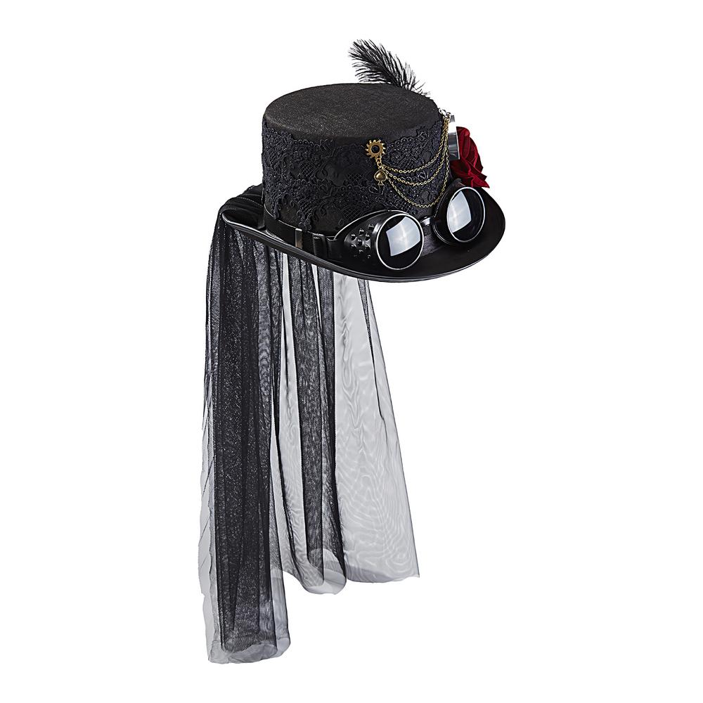 Steampunk Hat Men Gothic Style Punk Hat Costume Headgear With Rose Removable Goggles Chain For Men Movie Props Cosplay Halloween
