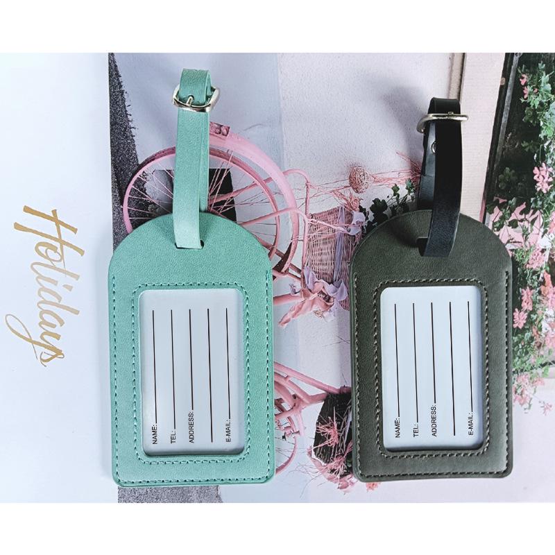 Multicolor PU Leather Luggage Tag, Customizable with Company Logo, for Trolley Bags and Suitcases.
