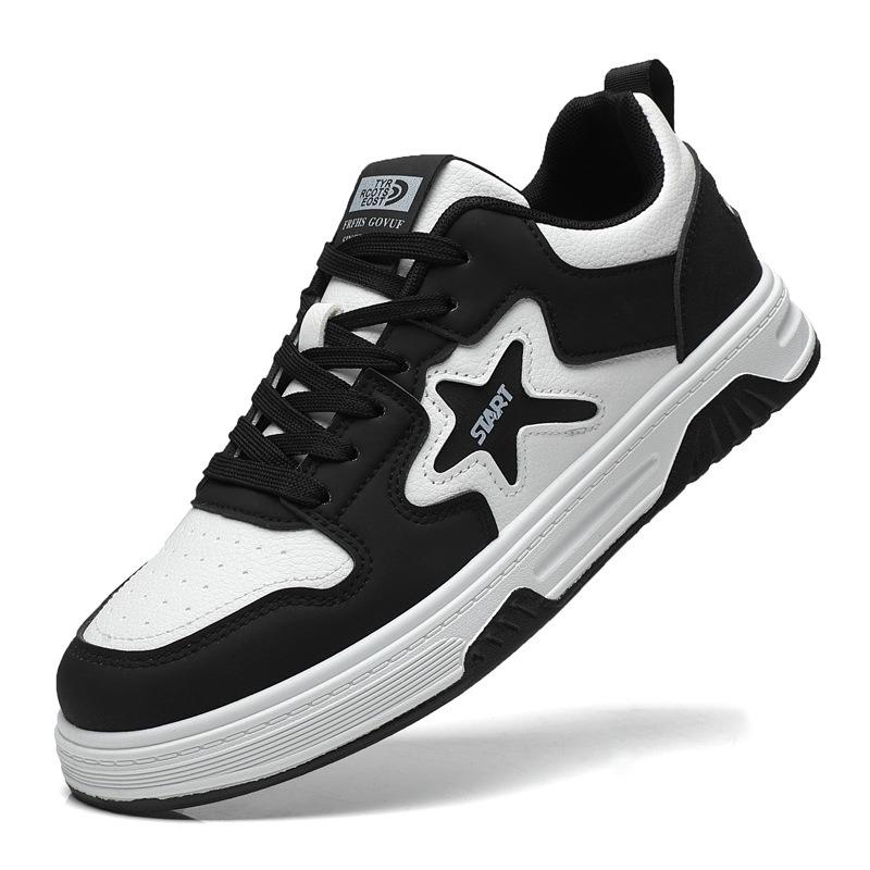 Men's shoes spring casual board shoes leather surface versatile trend sports shoes young and young fashion student shoes soft sole white shoes