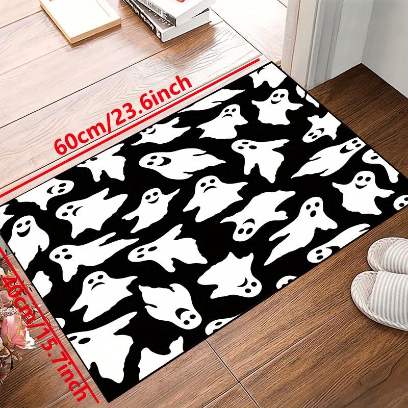 Halloween Ghost Pattern Area Rug Non-Slip Machine Mat for Indoor Living Room Retro Bedroom Durable Rectangle Carpet Decorate