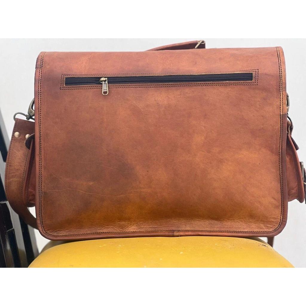 Men's Leather Messenger Satchel Briefcase Shoulder Biggest Laptop Bag