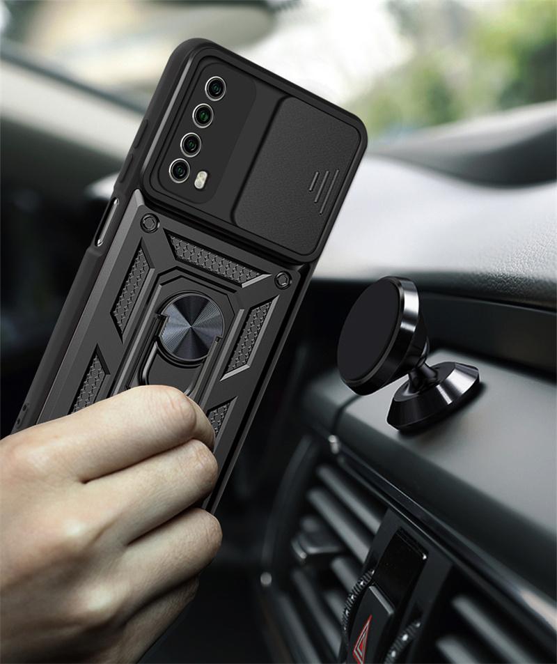 For Huawei P Smart 2021 Case Kickstand Armor Magnetic Car Holder Phone Cases For Huawei PSmart 2021 PPA-LX2 Ring Back Cover