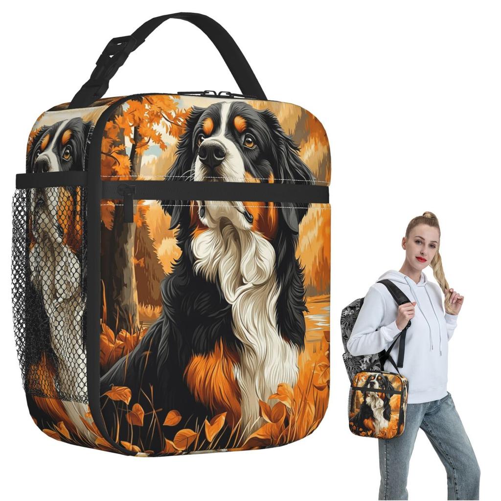 Bernese Mountain Dog In Autumn Insulated Lunch Bag for Women Children Portable Food Boxes Thermal Lunch Box Tote