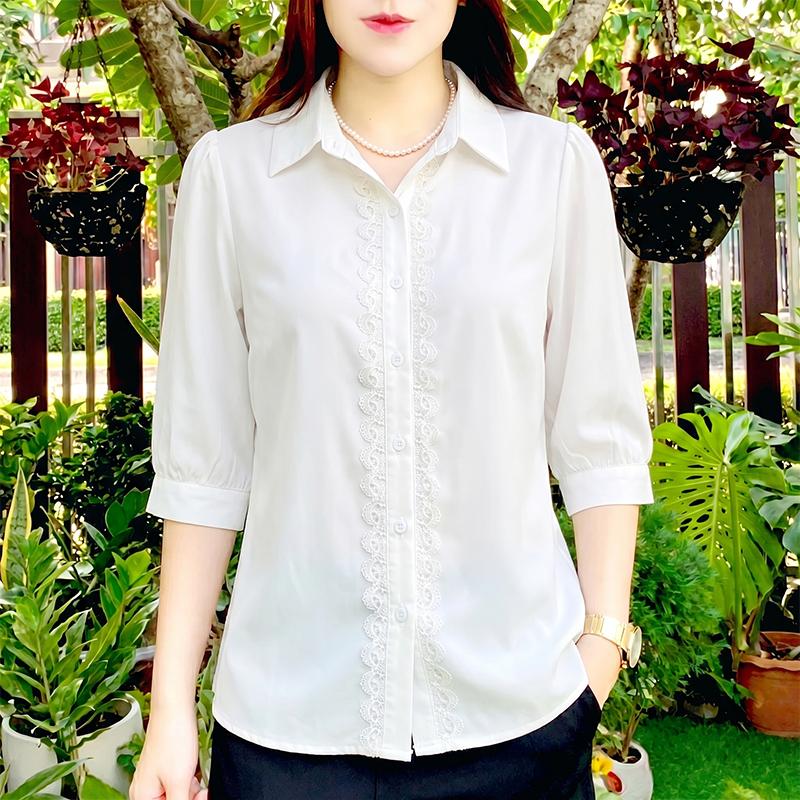 ZANZEA Women Casual Turn Down Collar Loose 3/4 Sleeve Blouse