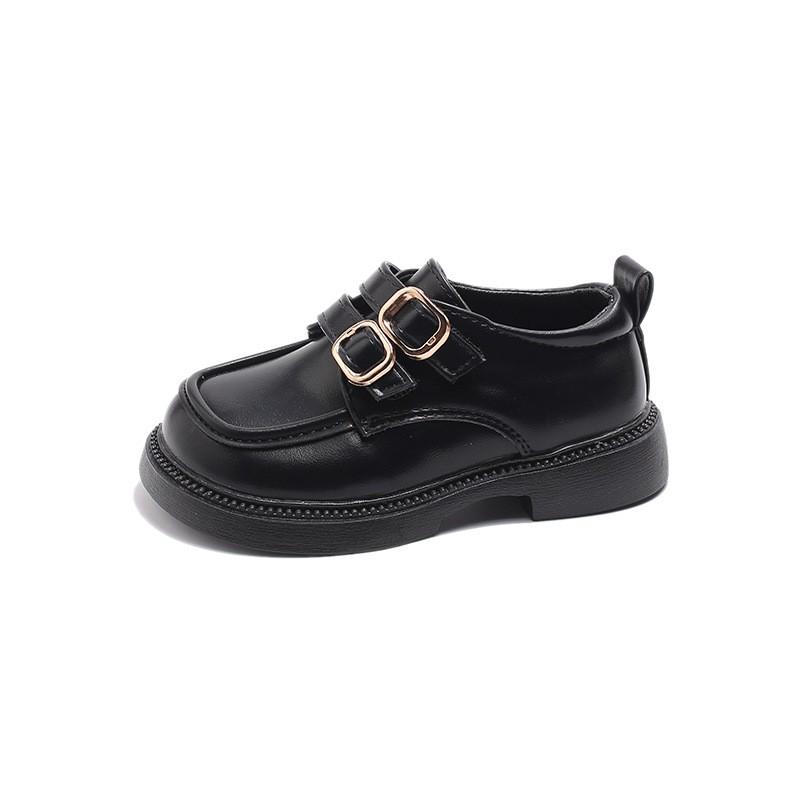 Girls Leather-Look Loafers Fall School Performance Black Brown Beige Kids Flat Shoes With