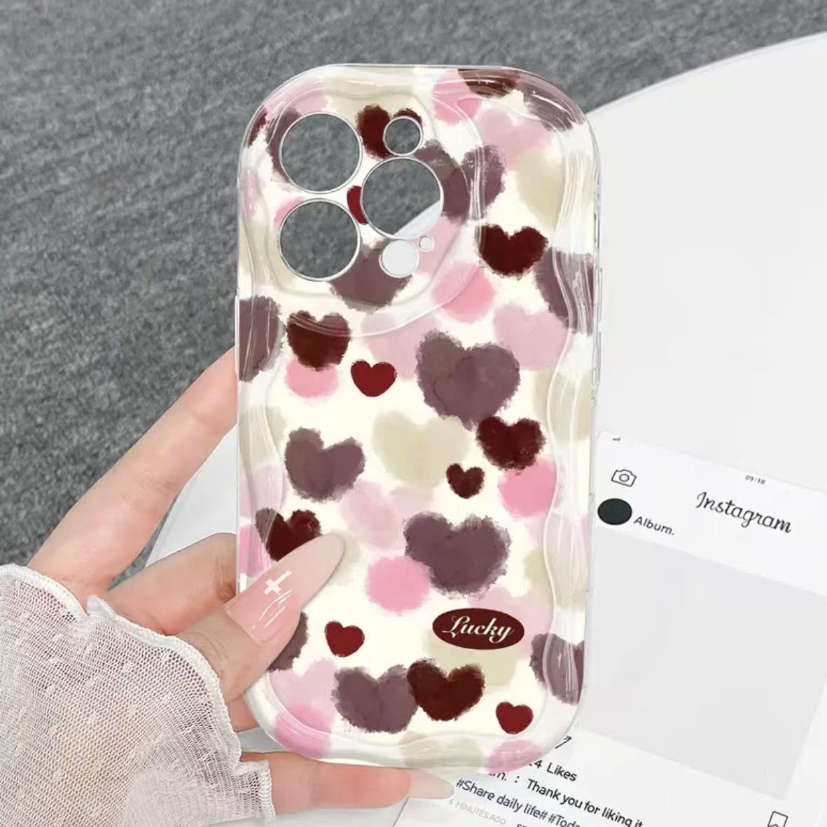 

Love Heart Cream Full Screen Phone Case for iPhone 17 Pro Max/16/15/14/13 Pro SE 2