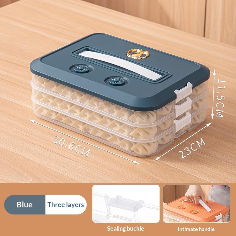 Space Saving Stackable Food Storage Containers 1-4 Layers Leakproof Sealed Dumpling Box for Kitchen Food Sorting