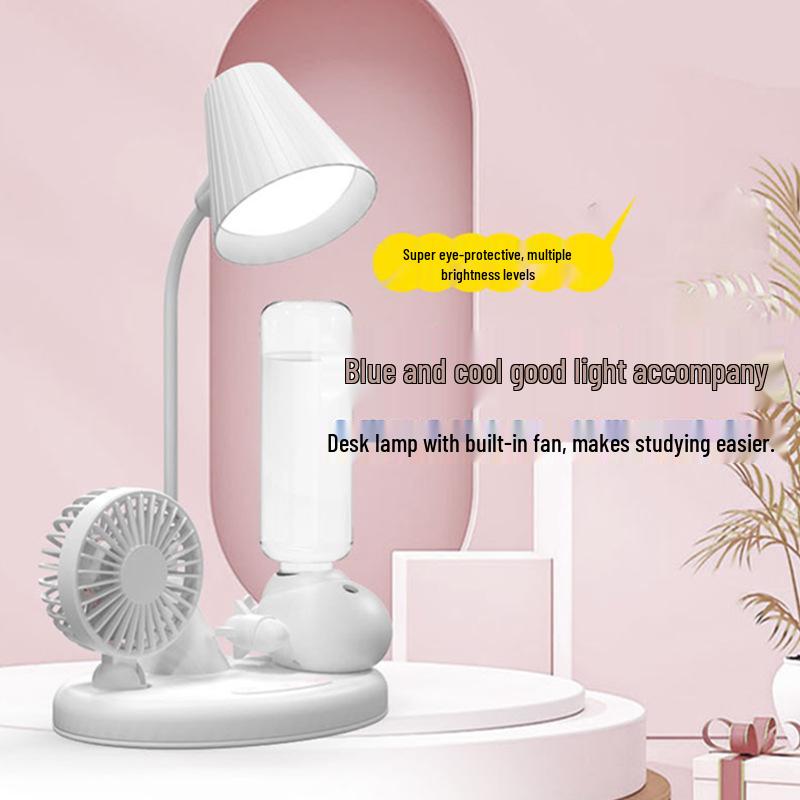 

Rechargeable 3-in-1 Multifunctional Fan: Desktop, Bedside, Study, Humidifier, Night Light. білий