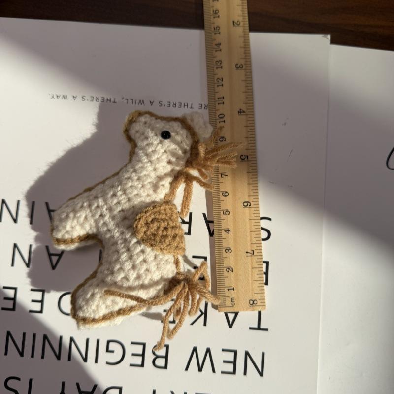 Cute Cartoon Yarn Crochet Pony Bag Pendant Car Hanging Decoration Retro Artistic Creativity Gift Year Of The Horse Keychain