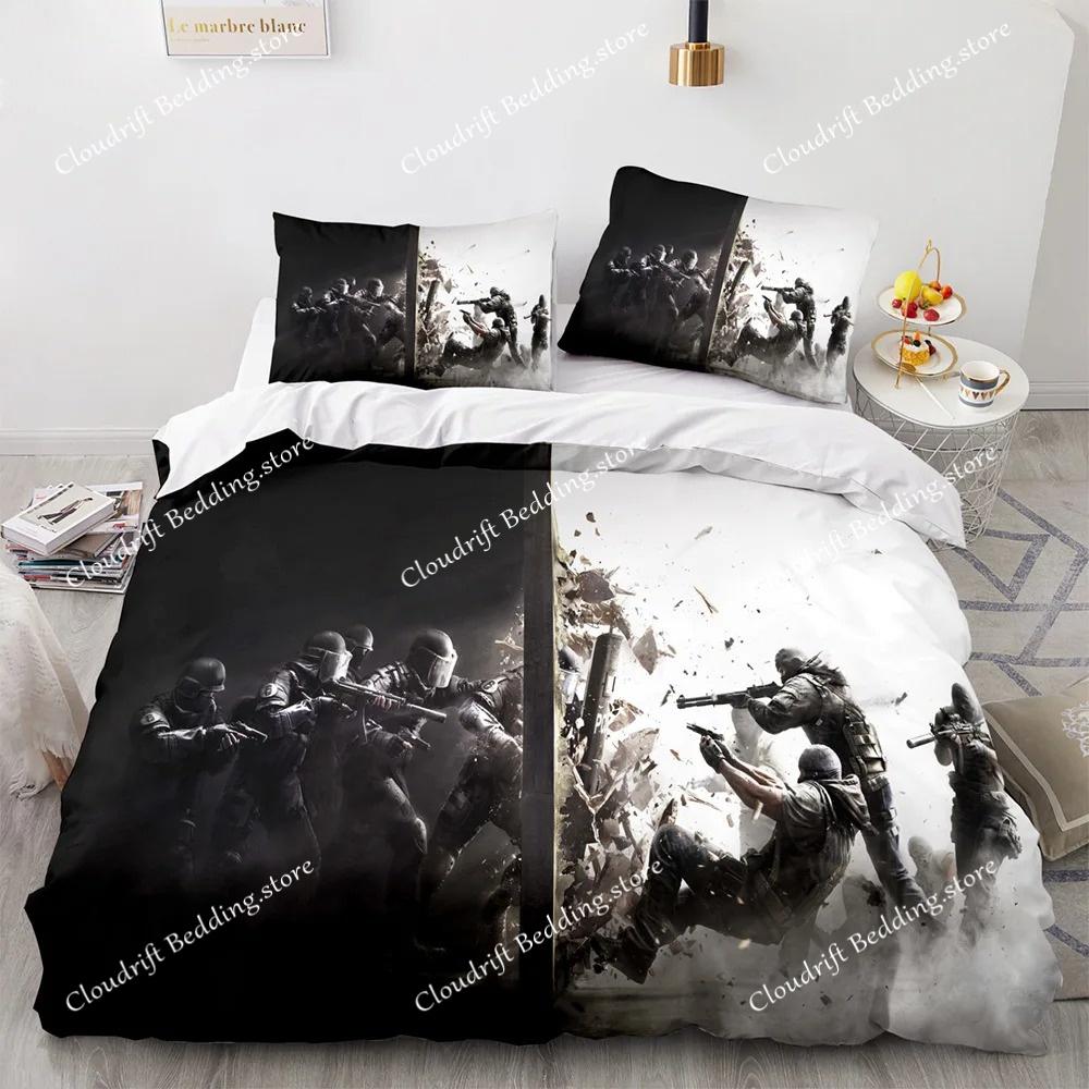 Game Rainbow Six Duvet Cover Pillowcase Bedding Set Single Twin Full Size for Kids Adults Bedroom Decor