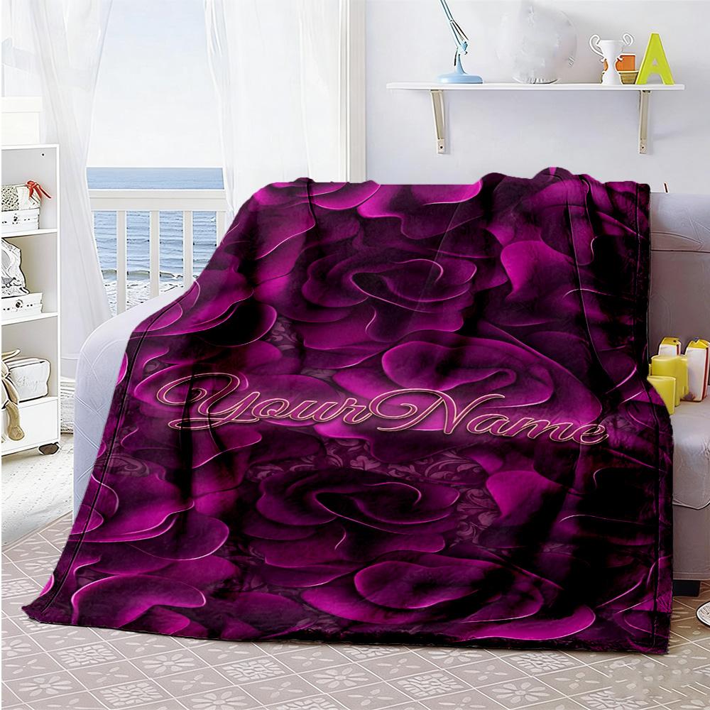 Rose Customize Your Name Blanket Cozy Personalized Blanket Soft Warm Cozy Versatile for Home Decor Nap Chair Bed Ideal for All Seasons