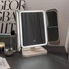 3 Lights Dimmable LED Makeup Mirror with Touch Screen Fold Cosmetic Makeup Mirror Rechargeable Tabletop for Travel & Home Use