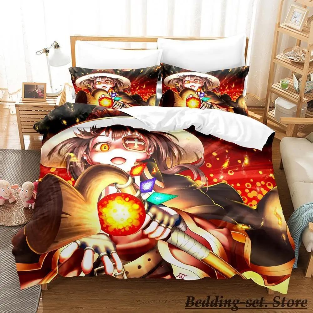 KonoSuba Bedding Set Single Twin Full Queen King Size Bed Set Adult Kid Bedroom Duvetcover Sets Anime parure de lit Bed