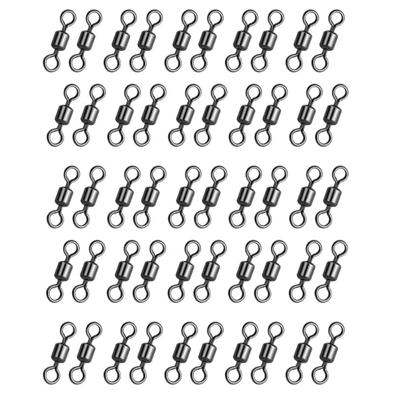 50Pcs Stainless Rolling Swivels Fishing Swivels Line Connector Barrels Swivels Connectors Saltwater Fishing Accessory