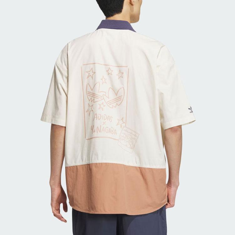 Adidas Originals X Yu Nagaba SS23 Camisa de Manga Larga con Estampado de Logotipo y Empalme para Hombre Tops Blanco IS0634