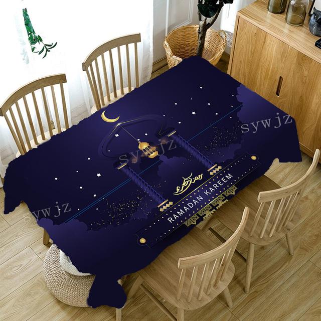 Eid Muslim Festival Decoration Tablecloth Home Kitchen Accessories Restaurant Party Ramadan Table Stain Resistant Tablecloth
