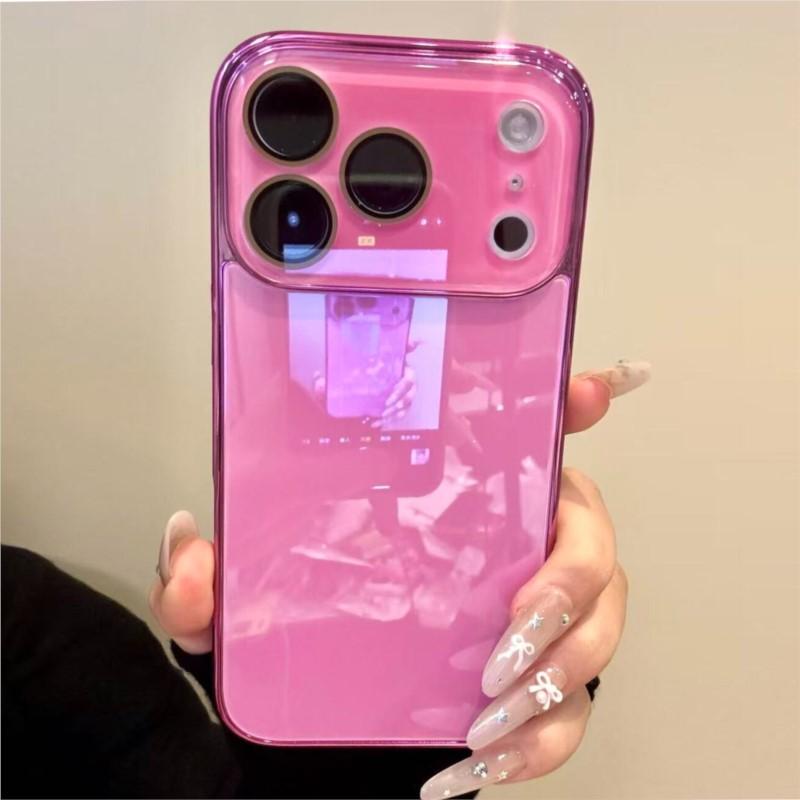 Tempered Glass Glossy Case for iPhone 17 16 15 Plus 14 13 12 Pro Max Plating Bumper Shockproof Hard Back Lens Cover Funda