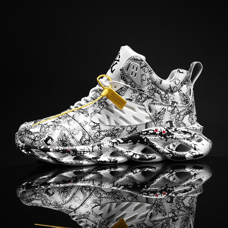 Men's trend versatile thick-soled heightening Korean version breathable running large-size men's shoes sports trendy shoes basketball shoes