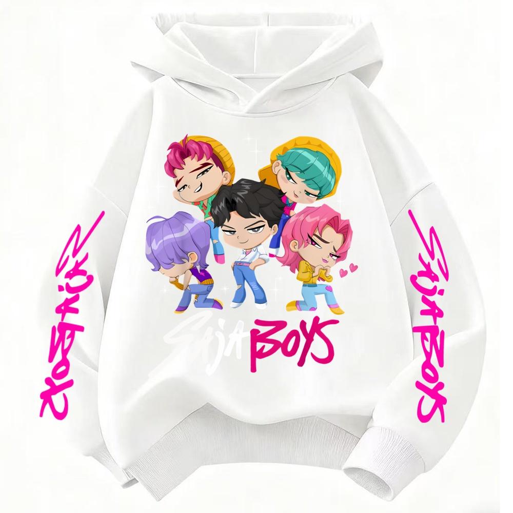 Children's Korean Wave Fashion Casual Tops KPop Demon Hunter Rumi Derpy Cartoon Girls Boy Hooded Sweatshirt Clothing