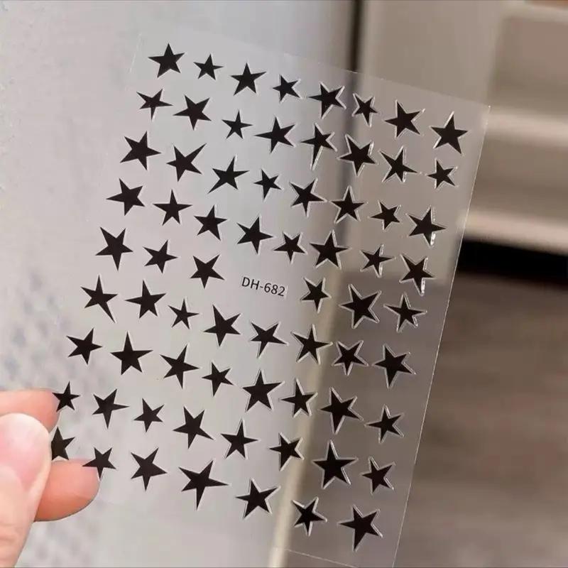 Five-Pointed Star Nail Stickers Foil Hollow Star Decals Flexible Hand-Painted Pentagram Self-Adhesive Nail Art Stickers