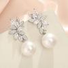 Geometric Pearl Drop Earrings With Cubic Zirconia For Elegant Women