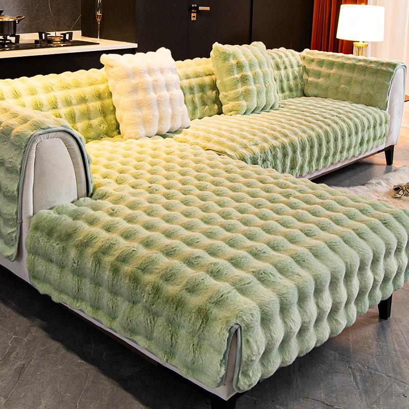 Thicken Warm Imitation Rabbit Fur Plush Sofa Cover Non-slip Soft Sofa Towel Couch Cushion For Living Room Modern Home Decor