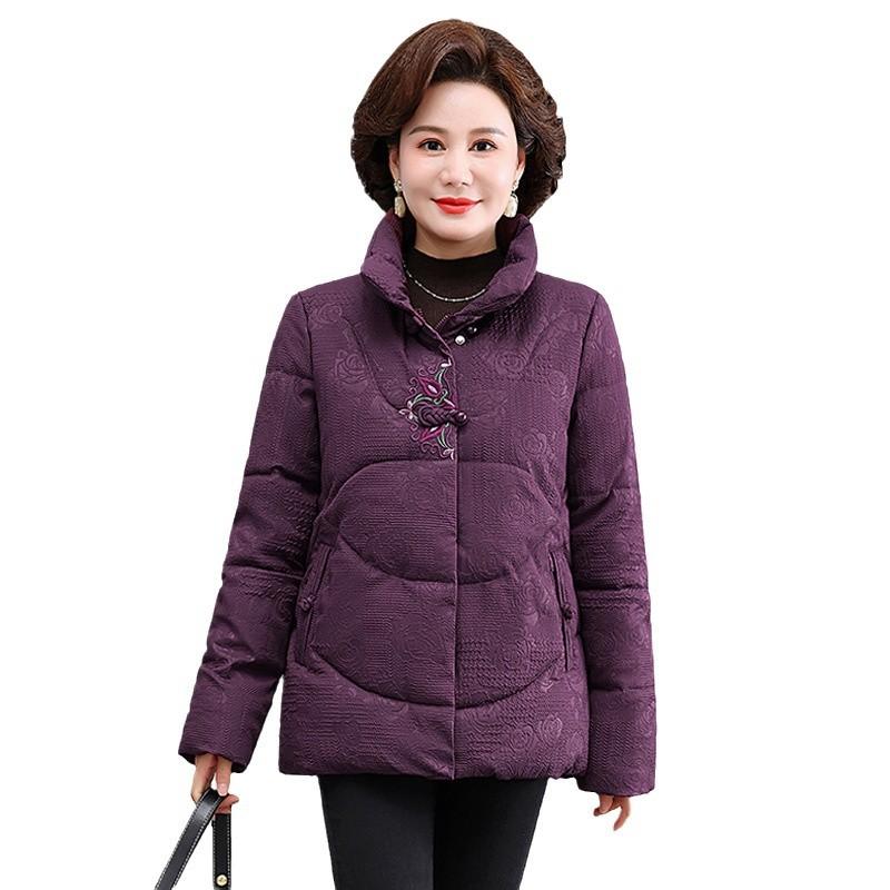 2025 Down cotton cotton jacket winter jacket for the elderly Grandma's outfit plus cotton and thickened padded jacket