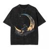 Astronauts Cherish The Lunar woman Men Cotton Washed Hot stamping Print  Harajuku Cotton Mens Summer Short Sleeve Tees