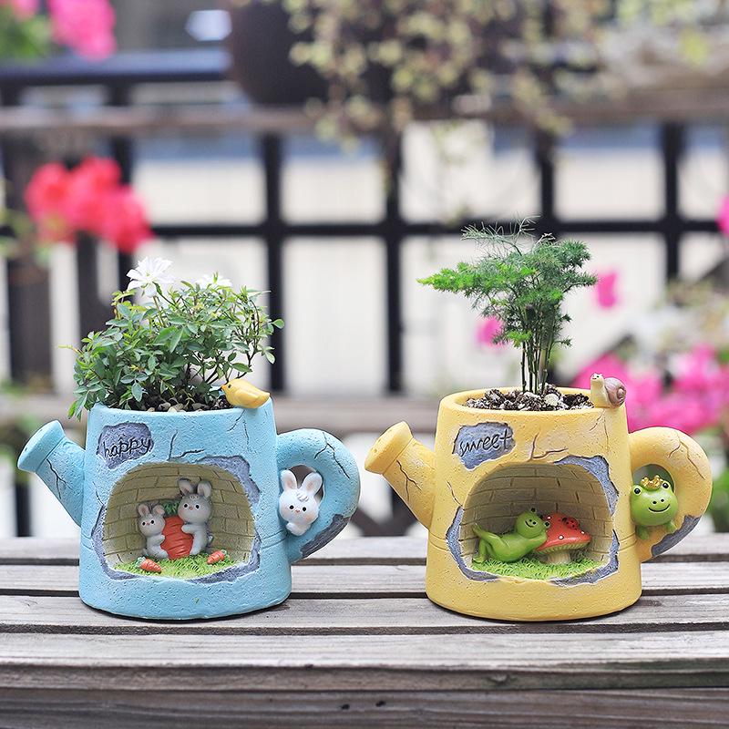 Creative Cartoon Succulent Pot: Fun Desktop Decor for Micro Landscapes