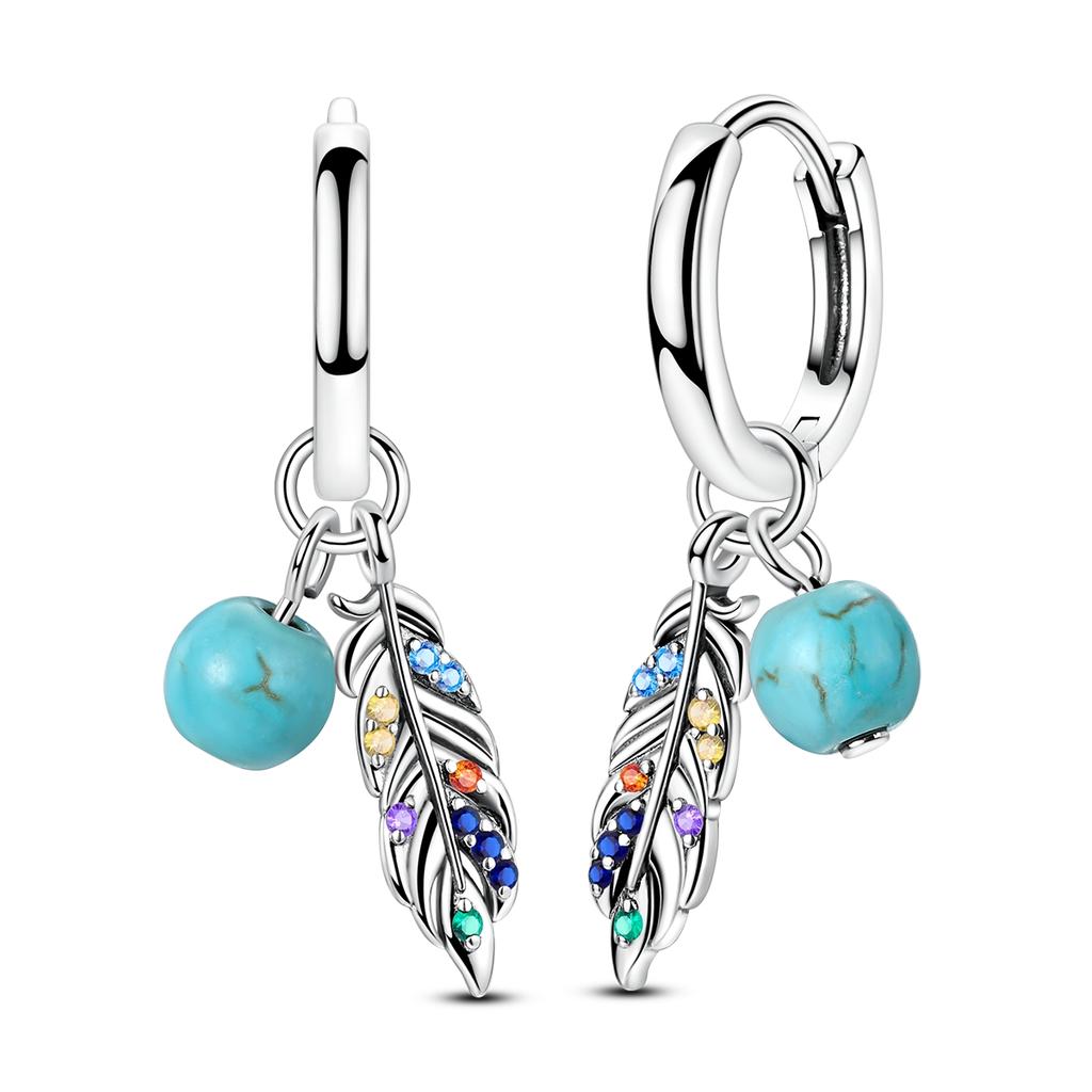 Vendita Calda Orecchino a Cerchio in Argento 925 per Donna Geometria Cuore Piuma Gatto Pendientes Gioielli alla Moda