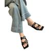Punk Gothic Buckle High Heel Sandals New 2025 Summer Square Toe Silver Low Heel Slippers Women Designer Party Shoe Zapatos