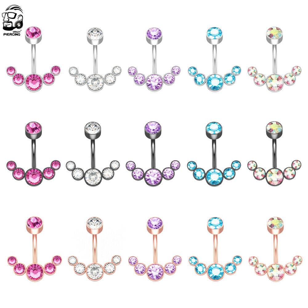 14g Crescent Jewel Cluster 316L Surgical Steel Belly Button Ring Piercing Jewelry Gift