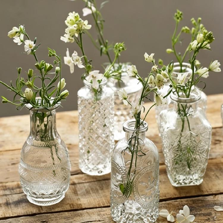 12Pcs Glass Bud Vases Small Vases for Centerpieces Mini Flower Vases Bulk for Rustics Wedding Home Table Decorations