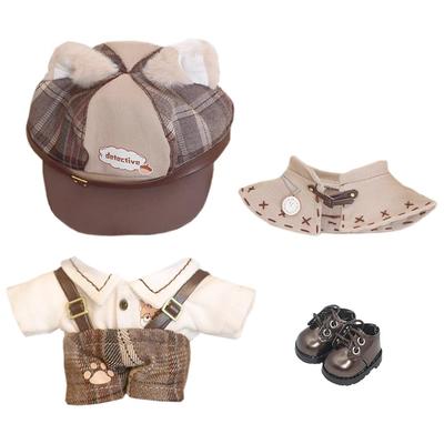 Niannyyhouse 10cm 15cm 20cm Plush Clothes Hat Dress Shirt Hanging Pants Shawl Vest Leather Shoes Vintage Detective Suit Cotton Doll Dress Up