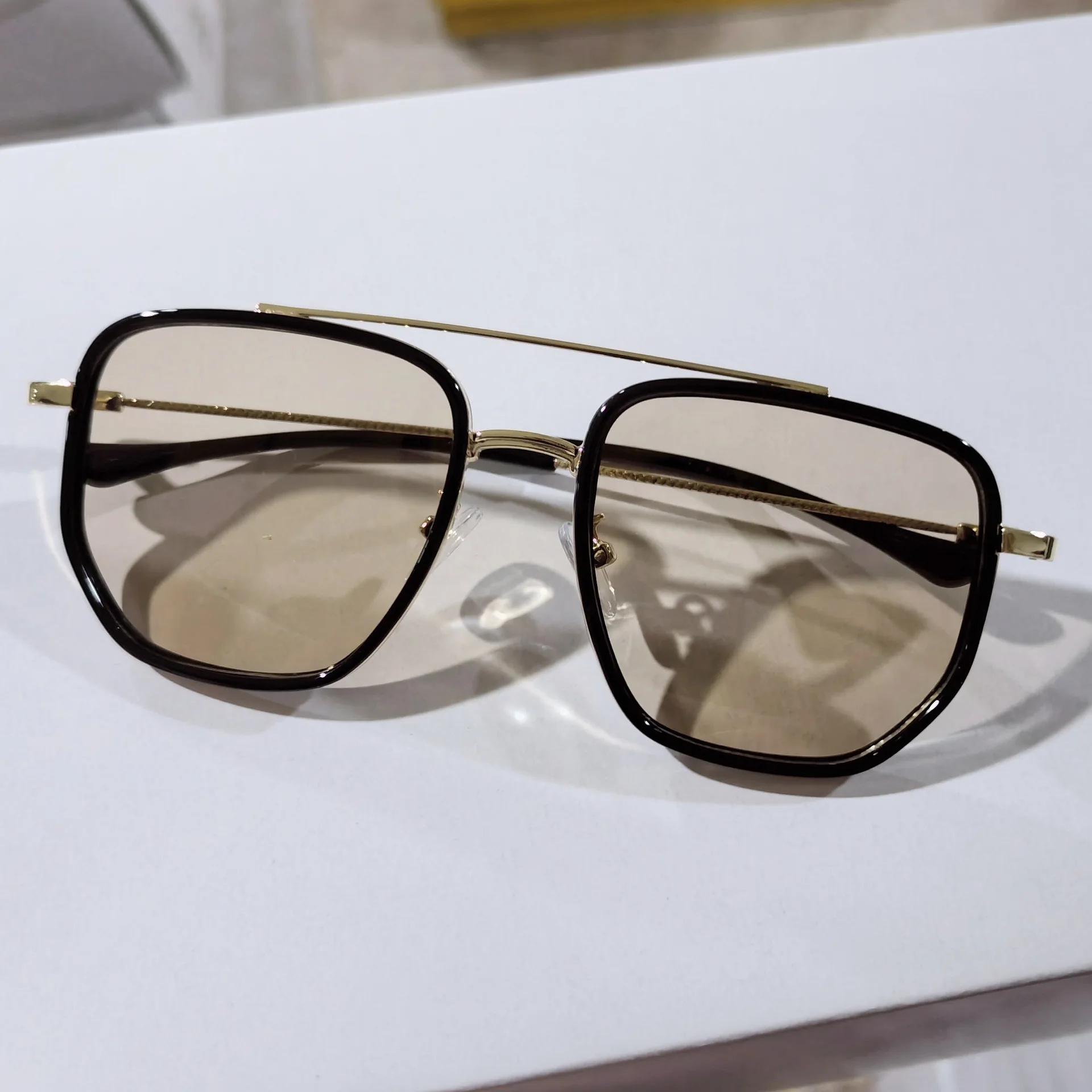 

Модные мужские металлические солнцезащитные очки Роскошные квадратные солнцезащитные очки с двойной переносицей для женщин Летние уличные очки UV400