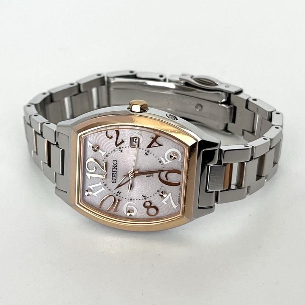 Polished Seiko Lukia Excellent Pink Silver Gold s2374 [Working Condition] Ladies' Watch, Radio-Controlled Solar, Condition, Dial
