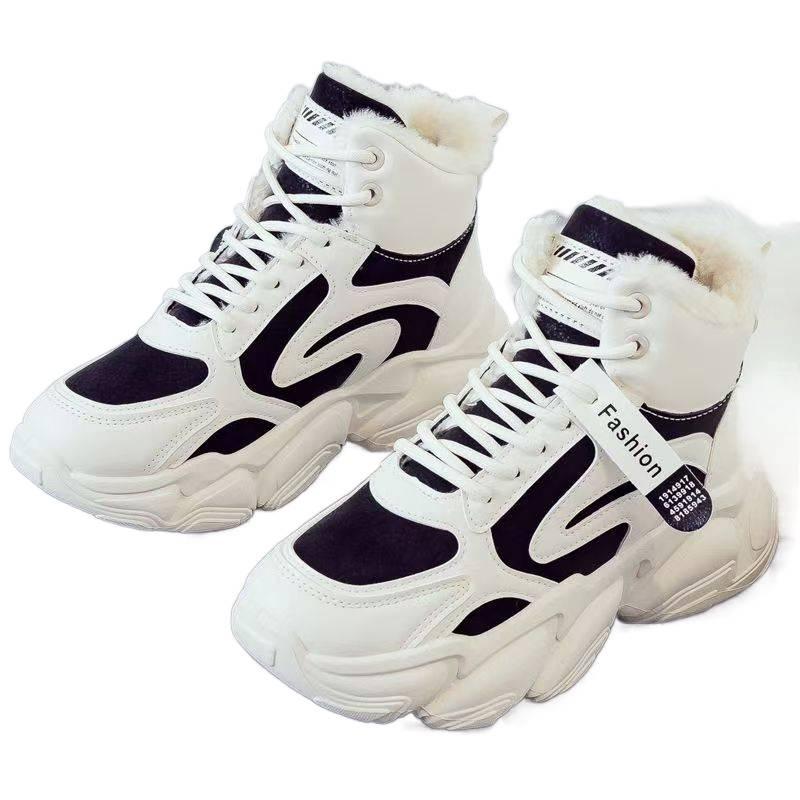 Fleece dad shoes women's winter new Korean version warm high-top sports shoes student cotton shoes ins trendy shoes