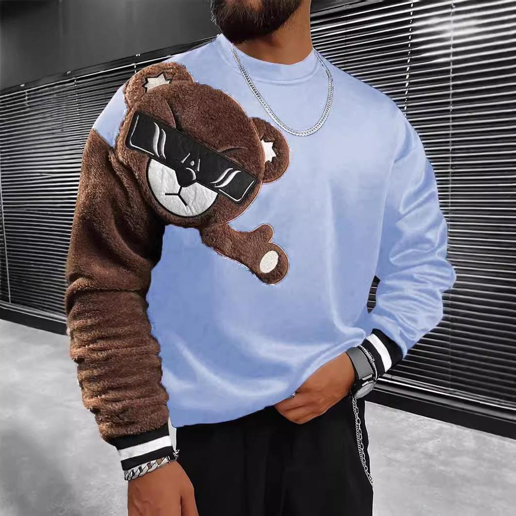 Gränsöverskridande Broderad Herr Casual Mode Rund Hals Långärmad Huvtröja