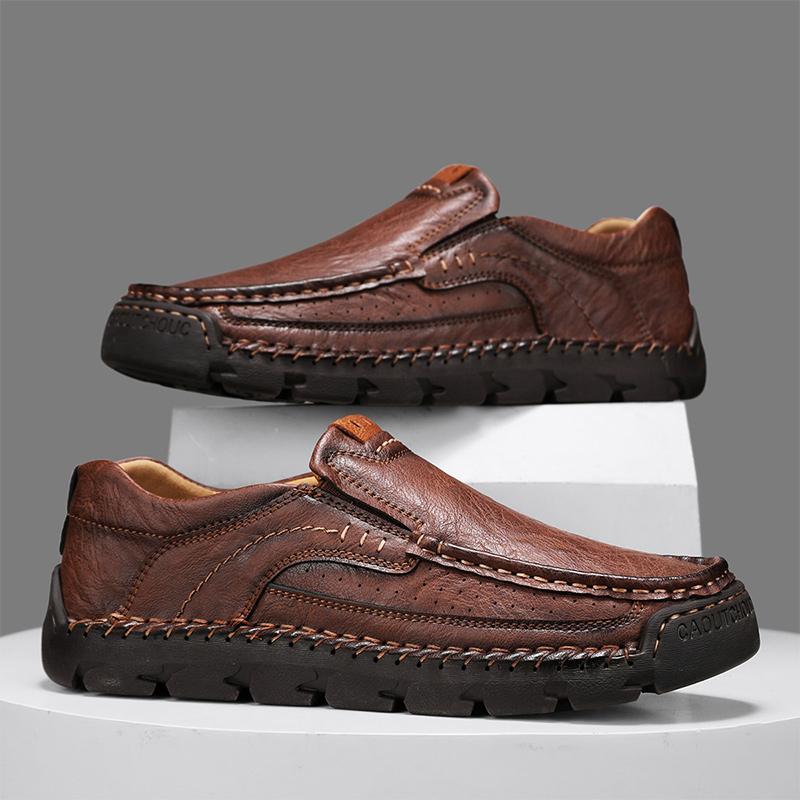 Wiosna/jesień Męskie botki Chelsea do kostki Buty outdoorowe Męskie buty do wędrówek Buty do jazdy samochodem Skórzane Duży rozmiar Ręcznie robione Skórzane buty