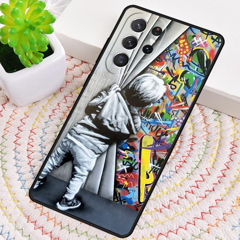 Banksy Graffiti Art Phone Case for Samsung Galaxy note 10 pro S26 Ultra S23 S24 FE S25 S21 S22 PLUS shockproof Cove