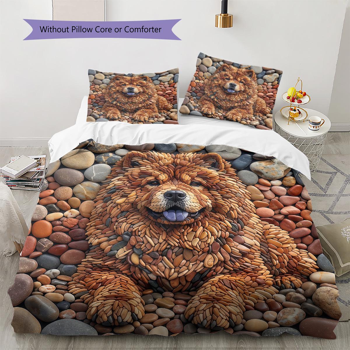 

Cobblestone Dog Pattern Bedding Set Quilt Cover Pillowcase Home Decor Gift (1 * duvet cover + 2 * pillowcase, without core) 135x200cm