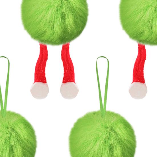 6Pcs Christmas Tree Pendant Striking Design Furry Christmas Furry Ball Decoration Hanging Ornament Seasonal Home Accents