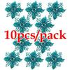 Artificial Christmas Tree Flower, Glitter Decorações, Natal Ornamentos, Presente De Ano Novo, 10pcs