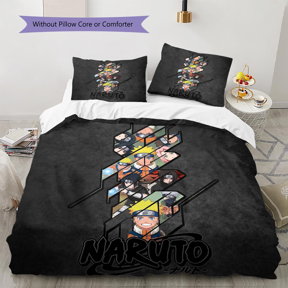 

Naruto Pattern Bedding Pillowcase & Duvet Cover Set for Home Decoration Birthday Gift Set (1 * duvet cover + 2 * pillowcase, without core) 135x200cm