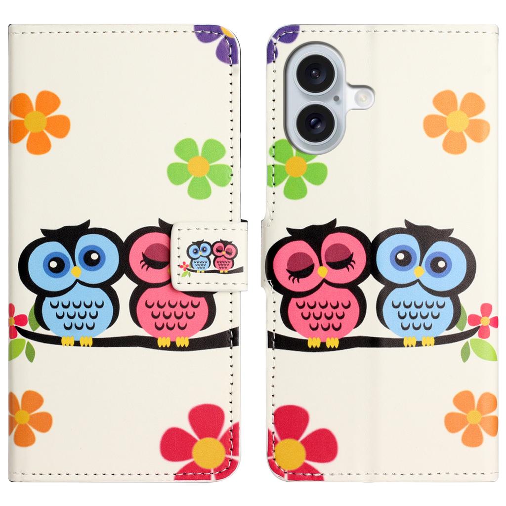 For iPhone 16 Plus Wallet Case Pattern Print PU Leather Flip Phone Cover