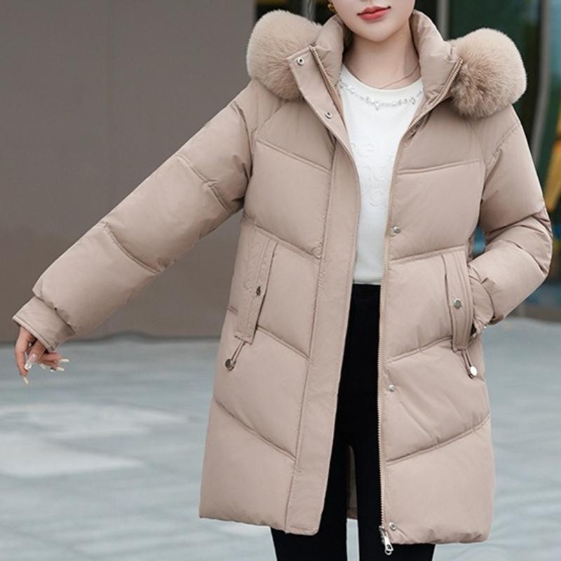 VEZFAA Damenmode Casual Herbst Winter Einfarbig Druck Langarm Jacken & Mäntel Daunenmäntel
